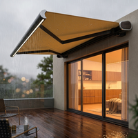 Auvent rétractable motorisé à télécommande, design cassette intégrale, imperméable, en aluminium, pour terrasse extérieure, balcon