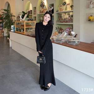 Women's Knitted <strong>Set</strong> <strong>Square</strong> Collar Button Front Long Sleeve Top Flared Maxi Skirt Ribbed Knit Fabric Minimalist All Sweater <strong>Set</strong> - Product Image 4