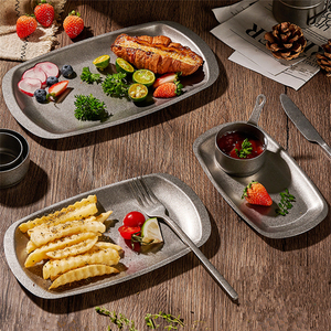 Placas de almacenamiento de acero inoxidable Snow Peak con oreja Anti-escaldado Snack Steak Buffet Platos Plato de lado ancho profundo Sevring para mesa - Product Image 6