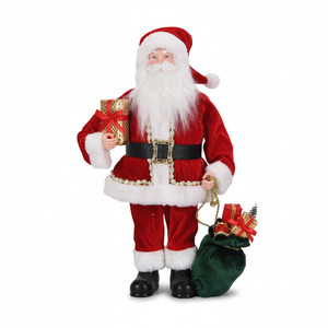 Figura Clásica <span class=keywords><strong>de</strong></span> Santa Claus <span class=keywords><strong>de</strong></span> Pie con Caja <span class=keywords><strong>de</strong></span> Regalo y <span class=keywords><strong>Bolsa</strong></span> Verde, Base con Peso para Mayor Estabilidad, Decoración para el Árbol <span class=keywords><strong>de</strong></span> <span class=keywords><strong>Navidad</strong></span> - Product Image 3