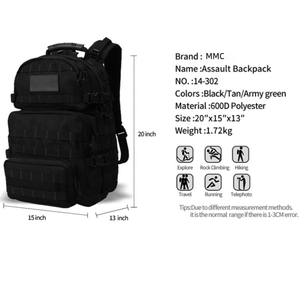 Sac à dos tactique de randonnée à motif camouflage - Sportif, imperméable, antivol, unisexe, capacité 20-36L - Product Image 6