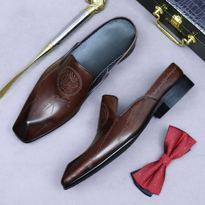 Zapatos de cuero de vaca de primera calidad, personalizados, de lujo, con punta media, de cuero genuino, versátiles, de suela gruesa, para hombre. - Product Image 5