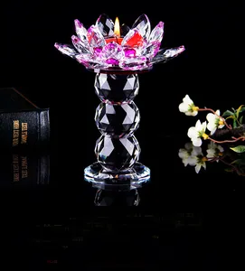 Украшение для висков Высокое качество Хорошая цена стекло votive чайный свет хрустальный Лотос подсвечник