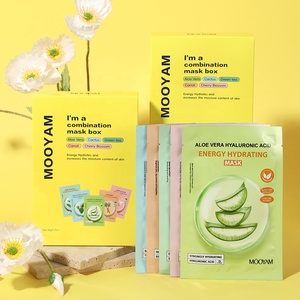 5pz/Scatola <span class=keywords><strong>Maschera</strong></span> <span class=keywords><strong>Viso</strong></span> Idratante all'Aloe Vera e Acido Ialuronico, <span class=keywords><strong>Maschera</strong></span> <span class=keywords><strong>Rinfrescante</strong></span> al Tè Verde, Ciliegia, Carota, Cactus e Niacinamide - Product Image 1