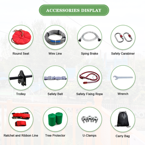 Tirolesa para Niños con Freno de Seguridad, Tirolesa <span class=keywords><strong>Infantil</strong></span> para Exteriores con Asiento Ergonómico para <span class=keywords><strong>Jardín</strong></span> o Patio Trasero - Product Image 4