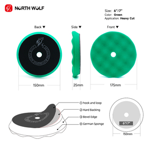 Almohadilla de Pulido para Detallado de Automóviles OEM de Alta Calidad, Material de Esponja Alemana, Patrón Ondulado, Almohadilla de Espuma Verde para Corte - Product Image 2