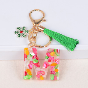 Porte-clés en alliage à pampilles photo numérique, combinaison bicolore, lettres de l'alphabet, pendentif de sac pour femme, personnalisé, très vendu - Product Image 2