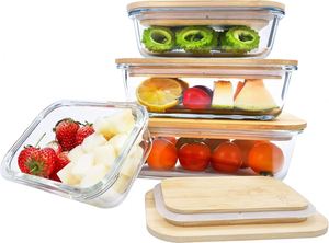 Baby Glass Food <b>Containers</b> Storage Box With Bamboo Lids Microwave Safe - Product Image 4
