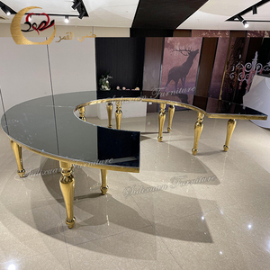 Đám Cưới Bữa Ăn Tối Vàng Kim Loại Khung Trắng <span class=keywords><strong>MDF</strong></span> Top Serpentine Bảng Với Ghế - Product Image 5