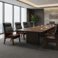 Chaise de bureau classique en cuir avec accoudoirs en bois massif, chaise d'invité à dossier haut pour salle de réunion de direction