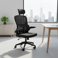 Chaise de bureau ergonomique de direction noire à dossier haut en maille avec support lombaire