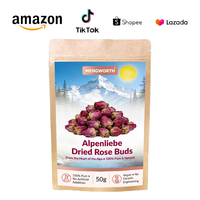 Thé aux bourgeons de rose séchés Alpenliebe, 100% pur et naturel, fleurs de rose entières, riches en vitamine C pour l'éclat de la peau et le soulagement du stress