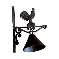 Cloche de table vintage en fonte, décoration de coq de ferme