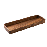 Assiette de tasse à thé rectangulaire japonaise Plateau en bois de noyer Assiette à collation en bois massif Assiette à collation en bois sec