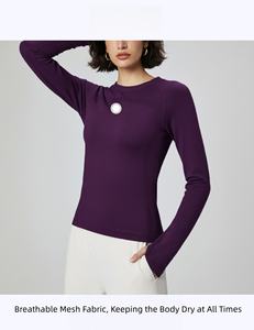 Atasan Yoga lengan panjang wanita untuk musim gugur & Musim Dingin-cocok untuk Pilates, Yoga, lari & Olahraga, leher bulat - Product Image 3