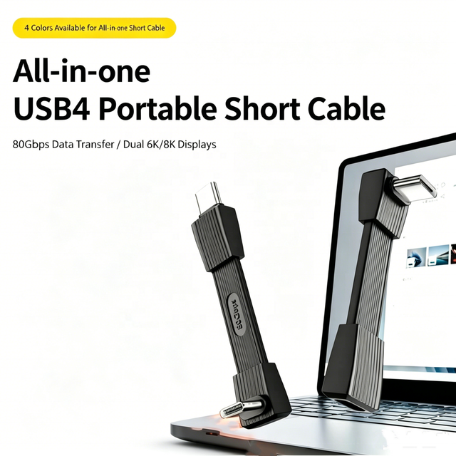 USB4 Type C 240W 80Gbps 8K60Hz PD3.1 Angled 90 Degree FPC Flexible Short Cable for Laptop Phone Tablet SSD PowerBank Car Monitor