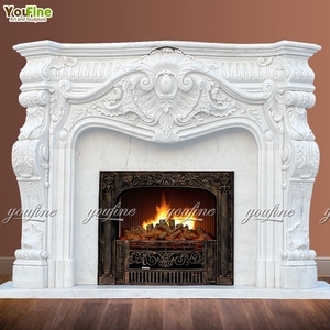 Cheminée en marbre de <span class=keywords><strong>pierre</strong></span> naturelle <span class=keywords><strong>blanche</strong></span> européenne de taille standard pour la maison - Product Image 2