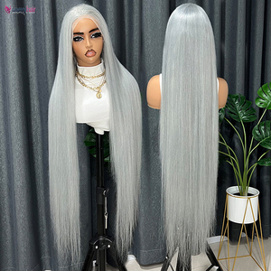 Perruques de cheveux humains avec gris de couleur pure 13x4 13x6 HD perruque avant en dentelle transparente perruque de fermeture de dentelle brésilienne droite blonde cendré - Product Image 1