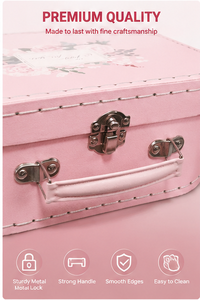 Custom Pink Nesting Suitcase Gift <b>Box</b> with Handle <b>Vintage</b> Style Rigid Cardboard Storage <b>Box</b> for Wedding and Party Favor - Product Image 5