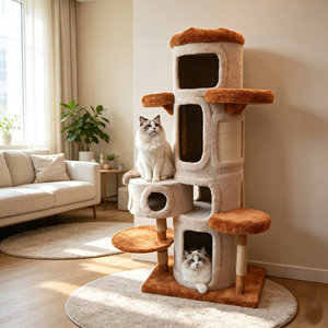Manufacturer Wholesale Solid Wood Cat Tree Tower Sisal <b>Scratching</b> <b>Post</b> Condo Indoor Cat Climbing Frame OEM Custom - Product Image 1