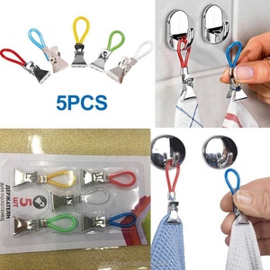 5 pinces à serviettes de cuisine, crochets à clipser, boucles, porte-serviettes, mini cintres, pinces à linge, plie-chemises - Product Image 6