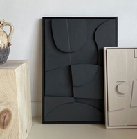 Sculpture murale géométrique 3D minimaliste OEM, art abstrait en relief encadré, FSC BSCI, pour les designers d'intérieur, l'hôtellerie, les hôtels, la vente au détail