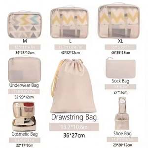 Ensemble de sacs organisateurs de chaussures en tissu suspendus portables à impression personnalisée, cubes de rangement pour valises de voyage - Product Image 2