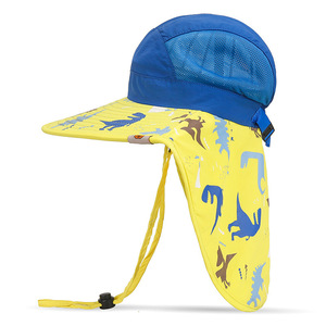 Wide Brim Sun Protection Hat For Kids Adjustable Neck Cover Breathable Summer Outdoor Beach Cap Unisex Royal Blue Pink Lake - Product Image 2