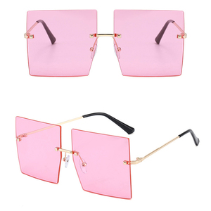 Trendy Fashion High Quality <strong>Square</strong> Geometric Shades Oversized Rimless Rectangle <strong>Sunglasses</strong> - Product Image 3
