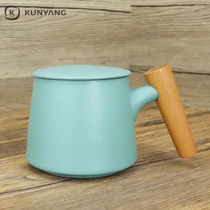 Taza de té Vintage Oriental minimalista personalizada de alta calidad, taza de café de cerámica con mango de madera