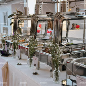 Buffet <span class=keywords><strong>crédence</strong></span> buffet marmites chauffant 9 litres pour acier inoxydable or mélangé argent plat chauffant alimentaire buffet chaud réchaud - Product Image 1