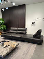 Italienischer Minimalistischer Voll-Leder-Sofa mit Geräumiger Sitzfläche, Tiefer Polsterung, Hoher Rückenlehne und Verstellbarer Rückenposition - Dream Time Sofa