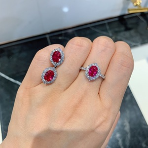 Fabricante <span class=keywords><strong>de</strong></span> Joyería <span class=keywords><strong>Plata</strong></span>'s, Conjuntos <span class=keywords><strong>de</strong></span> Joyería Retro para Mujer con Corindón Rojo Simulado - Product Image 4