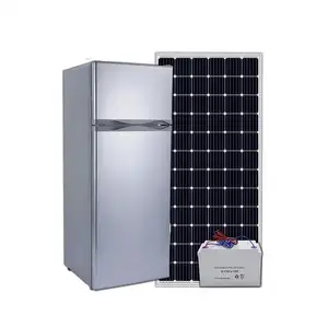 एकल डबल डोर 12 वी 24v सौर पैनल ऊर्जा संचालित फ्रीजर रेफ्रिजरेटर फ्रिज सौर फ्रीजर 318l