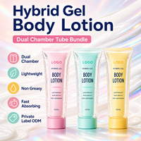 Lotion corporelle gel hybride en tube à double compartiment, légère, non grasse, à absorption rapide, marque privée, ODM, vente en gros