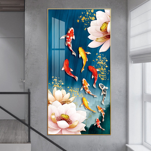 Hoa Sen Màu Hồng Và Một Nhóm Các Bức Tranh Koi Và Tường Nghệ Thuật Cá Chép Cá In Trên Vải Áp phích Pha Lê Sứ Tranh Cho Trang Trí Nội Thất - Product Image 4