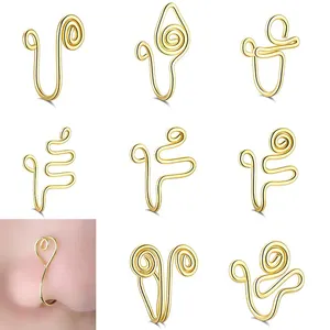 Bán buôn tùy chỉnh cơ thể thiết kế đồ trang sức giả clip trên mũi vòng thép không gỉ không piercing mũi vòng