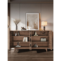 Ensemble de meubles de salon de style mid-century moderne et luxueux en chêne massif, console multimédia à 2 portes pour hôtel et cuisine