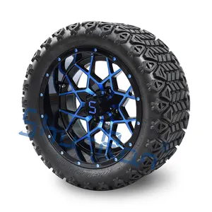 Golf Cart 14 ''Blu/Nero Lucido Cerchi In Alluminio e 22x10-14 All Terrain Pneumatici Off-road (ET-25)