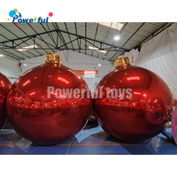Grande boule d'ornement gonflable de Noël en extérieur boule géante dorée en PVC gros ornements brillants boules sphère de miroir gonflable de Noël