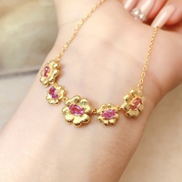 Neueste Kollektion Großhandel 925 Sterling Silber Natürlicher Rosa Saphir Blumen-Choker-Halskette Krappenfassung Luxus-Schmuck zum Verschenken