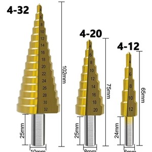 Yiduo Metric Step <b>Drill</b> <b>Bits</b> Hex Shank TiCN Coated For Nonferrous Metals 6Pcs Set - Product Image 2