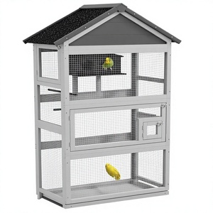 Wood Luxury <b>Bird</b> House with <b>Stands</b> for Large <b>Birds</b>-Removable Secure Spacious-Outdoor Use-Grey - Product Image 1