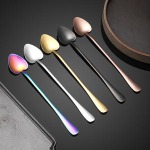 Cuillère à mélanger à long manche en acier inoxydable 410, qualité alimentaire, design moderne, pour café, thé, dessert, pour adulte - Product Image 1