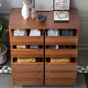 Mueble de Estilo Chino con Acabado en Nogal para Armario, Modelo Málaga, Cajones con Paneles, Mueble de Dormitorio, Cajonera - Product Image 6