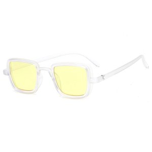 Lunettes de soleil vintage punk carrées en plastique pour hommes et femmes, monture blanche avec verres acryliques UV400, lunettes matricielles - Product Image 4