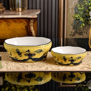 Juego de tazones de cerámica irregulares estilo italiano de 8+10 pulgadas, tazones de ensalada de porcelana con flores pintadas a mano, caja de regalo, vajilla para el hogar - Product Image 3