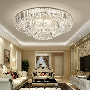 Lustre suspendu LED moderne rond en fer et cristal K9 sur mesure pour grand hôtel, villa, salon, intérieur de luxe - Product Image 2
