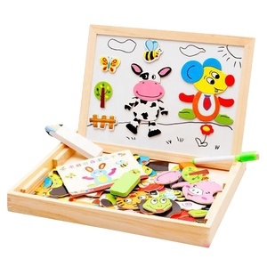 Hiinst Kids Magnetic Learning Box Animal Spelling Music Drawing Board Puzzle Variety Writing Blackboard Puzzle Wooden Toys