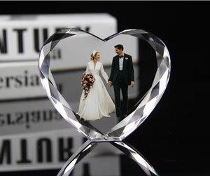 DT-R248-D Pujiang Customized Transparent Crystal Heart-shaped love Print Picture Valentine's Day Wedding Decoration Gift